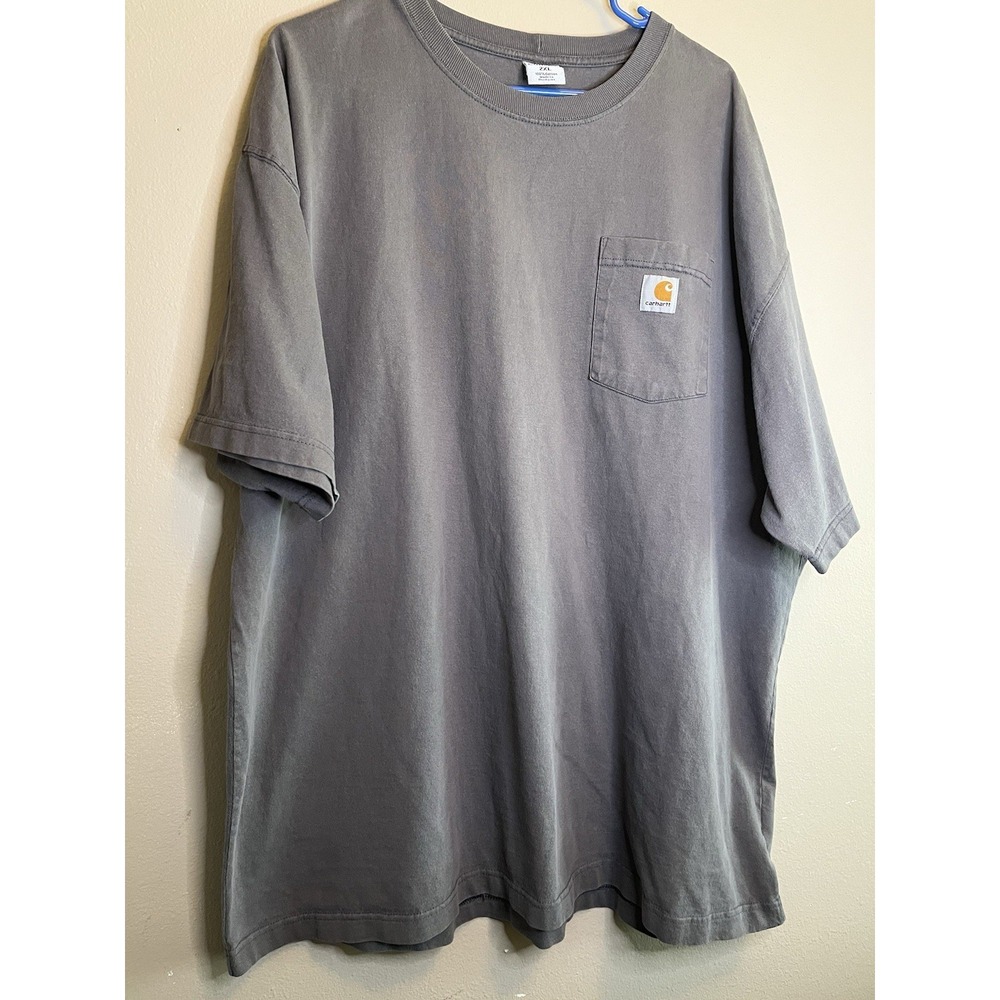 Carhartt Men's Gray Solid Cotton Knit Pocket Logo Crew Neck T-Shirt 2XL